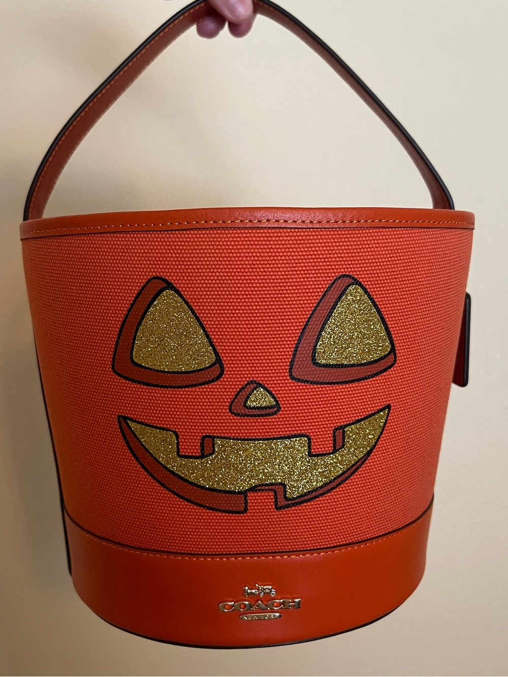 Coach Halloween Trick or Treat bucket Pumpkin Jack o lantern bag CW533